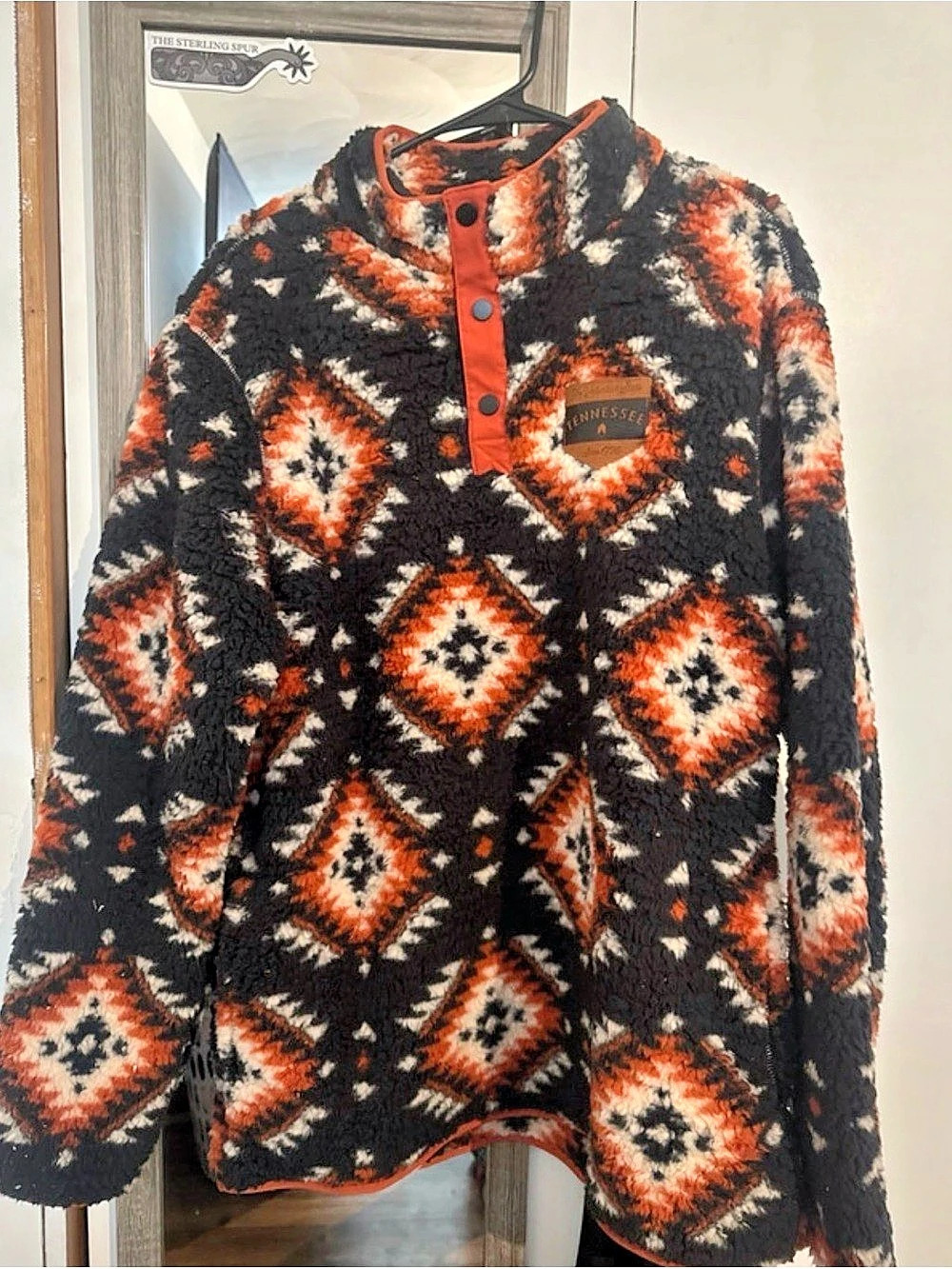 Tennessee River Geometric Fleece Jacket Black & Orange